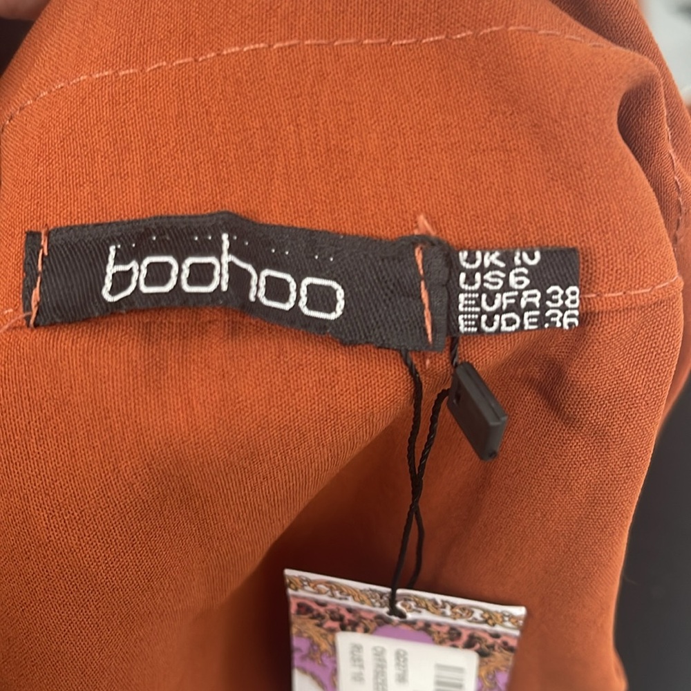 Boohoo Rust Orange Tiered Maxi Dress - Picture 8 of 8